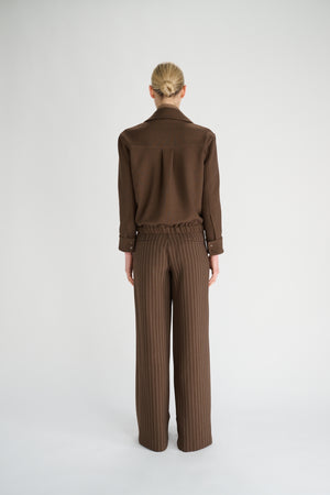 Archie Striped Trousers | Chai Latte Striped