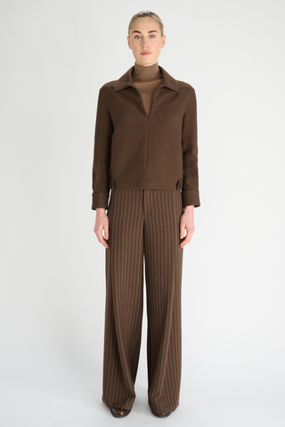 Archie Striped Trousers | Chai Latte Striped